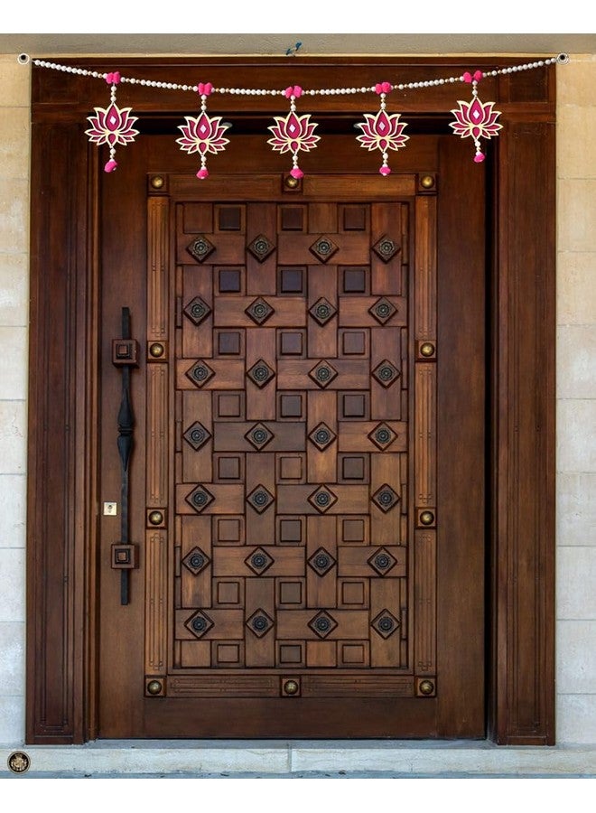 Saugat Traders Lotus Toran For Main Door, Mandir - Moti/Beads/Bell Toran For Entrance Door - Handmade Traditional Bandarwal Home Decor, 99 cm - Image 1