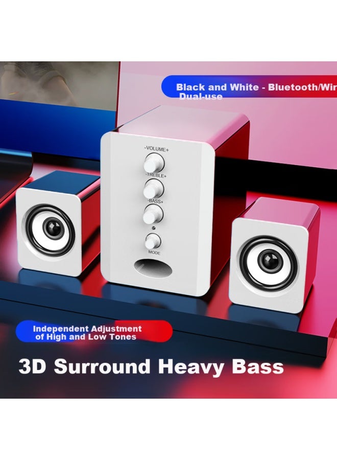SADA مكبرات صوت الكمبيوتر، مكبرات صوت بلوتوث صغيرة لسطح المكتب، 2.1 مضخم صوت، جودة صوت عالية الدقة، حجم كبير، للاستخدام المنزلي، الألعاب، المكتب، مكبرات صوت سلكية USB، D-202 - Image 1