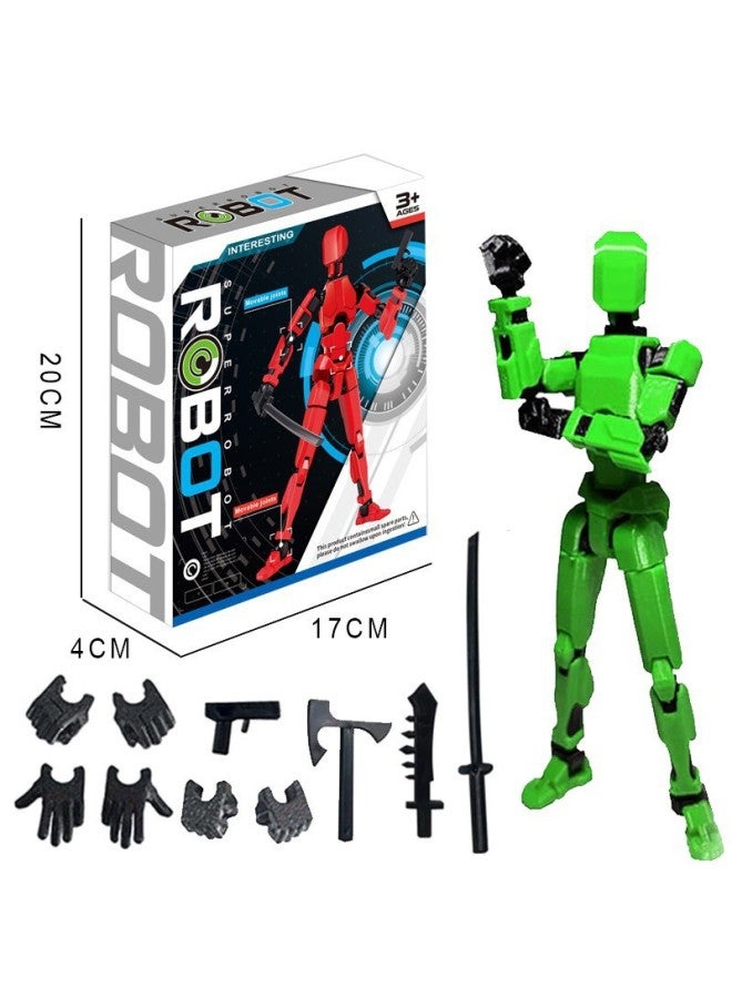 3rd Lucky DIY Doll 3D Printed Toy 13 Joints Movable Full Body Activity Stress Relief Toy Plastic Material From Guangdong-Color:Boxed-Green Black Arthroid  - Image 1