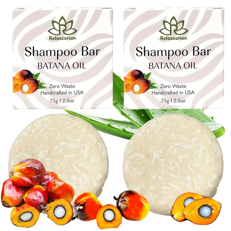 BATANA OIL Hair Growth Shampoo Bar  Pure Raw Honduras Oil  Hydrates  Improves Scalp Health Enhances Growth  With Castor Jojoba Argan Aloe Vera 2 Bars