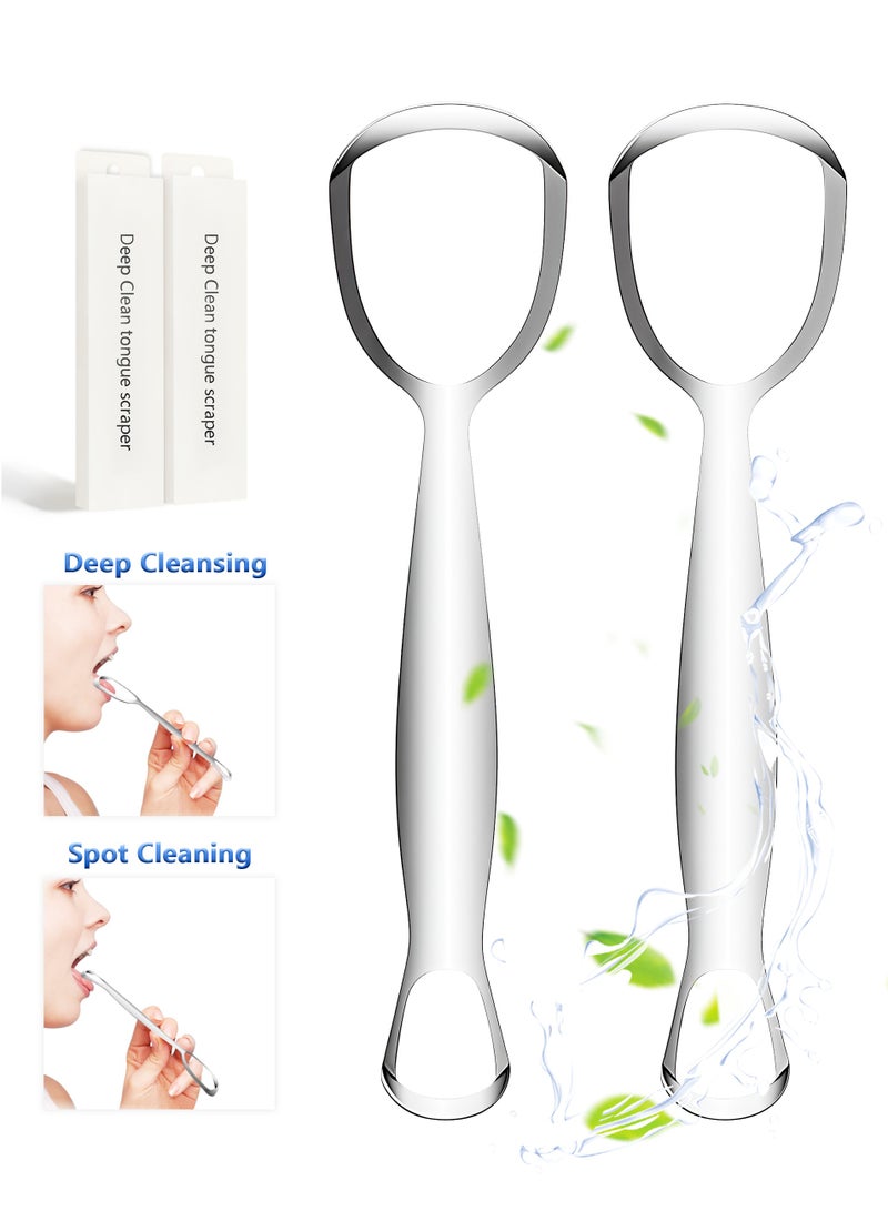 Generic 2 Pcs Double Ended Tongue Scraper,Stainless Steel Tongue Scraper,Travel Tongue Cleaner,Bad Breath Reduction,Help Your Oral Hygiene,For Home and Travel  - Image 1