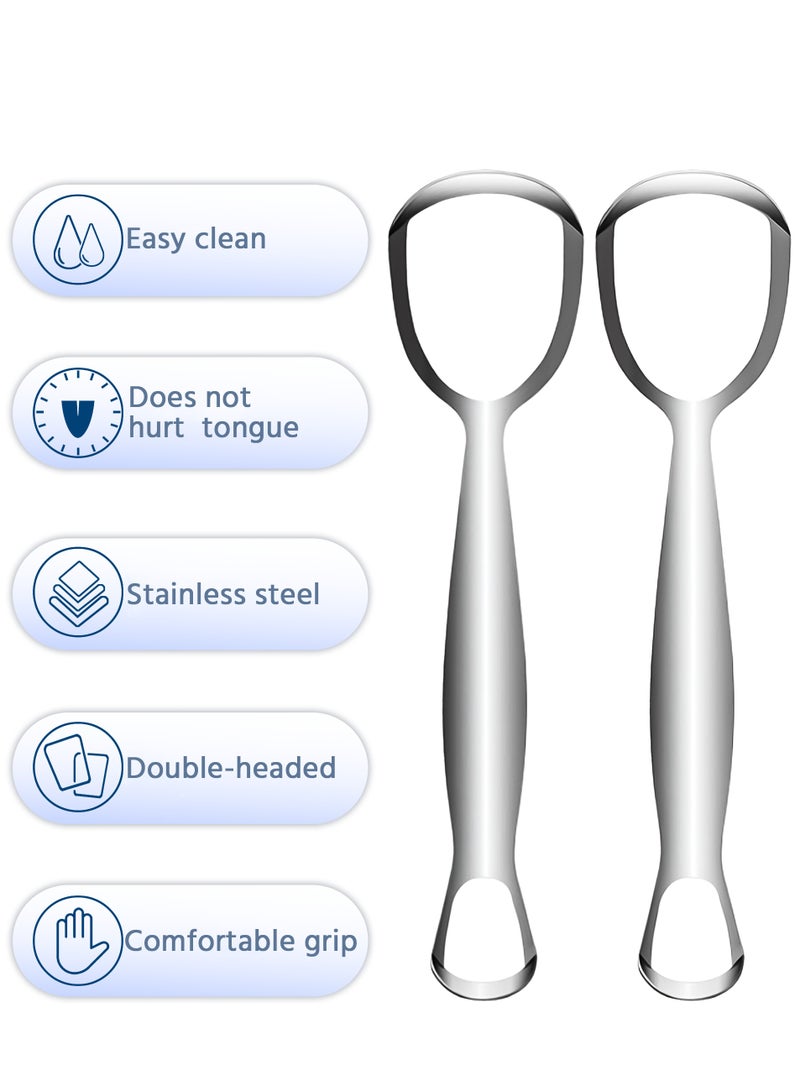 Generic 2 Pcs Double Ended Tongue Scraper,Stainless Steel Tongue Scraper,Travel Tongue Cleaner,Bad Breath Reduction,Help Your Oral Hygiene,For Home and Travel  - Image 2
