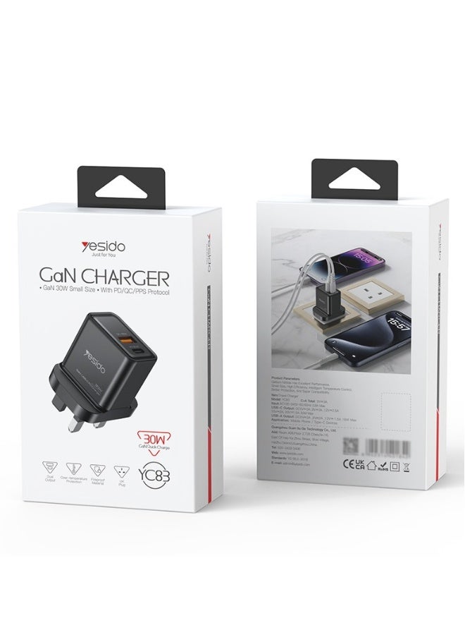 Beauenty Gallium nitride A+C travel charger 30W British fast charging charger Multi-port type-c for Apple 16 Huawei - Image 1