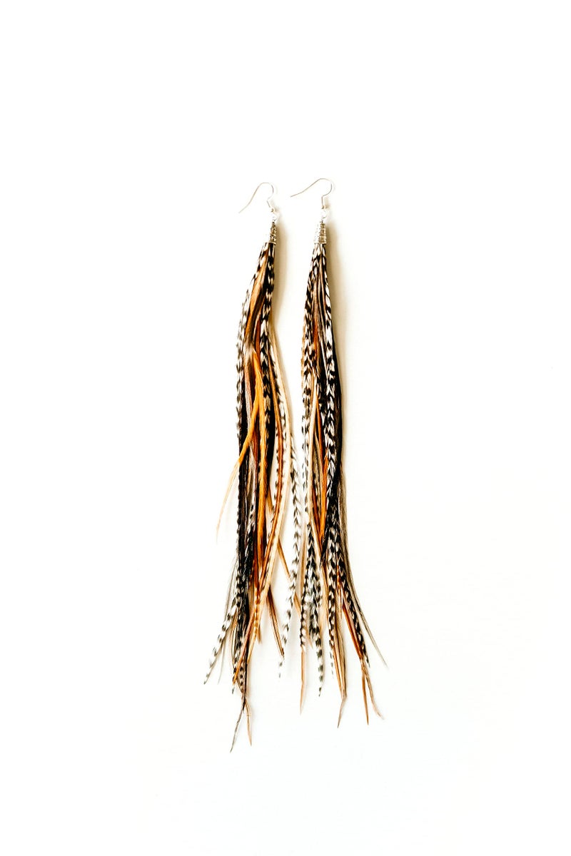 Feather Headz Bohemian handmade Natural long lightweight feather dangle earrings for women - Image 1