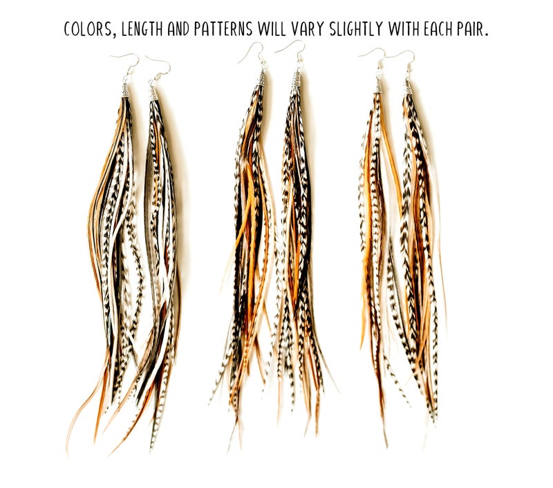 Feather Headz Bohemian handmade Natural long lightweight feather dangle earrings for women - Image 5