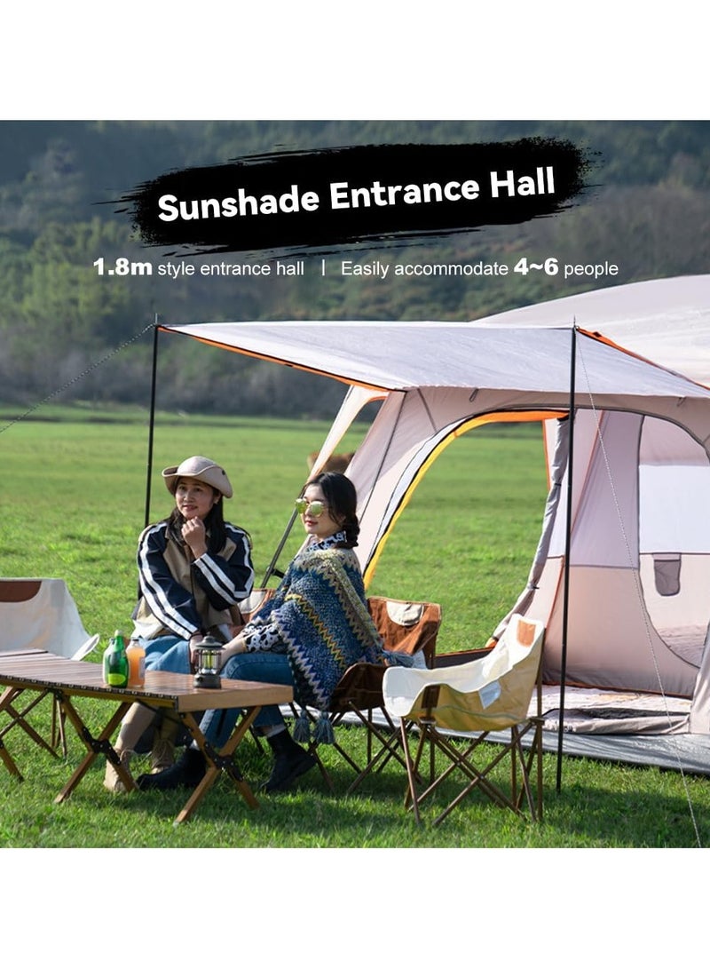 DubaiGallery Family Camping Tent, Large Portable Lodge, Waterproof and Windproof, 1 Living Room and 2 Bedrooms, with Storage Bag, Solid Color Oxford Cloth, Steel Frame, Zipper Closure, for Outdoor Picnic and Family  - Image 4