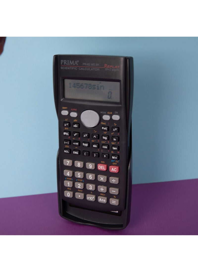 PRIMA 10+2 Digits Scientific Calculator | 240 Functions, 2-Line Big LED Display, Solar+Battery Power, 10+2 Digits, Hard Case & Sliding Lock, Quick Formula Guide, 1-Year Warranty - Image 3