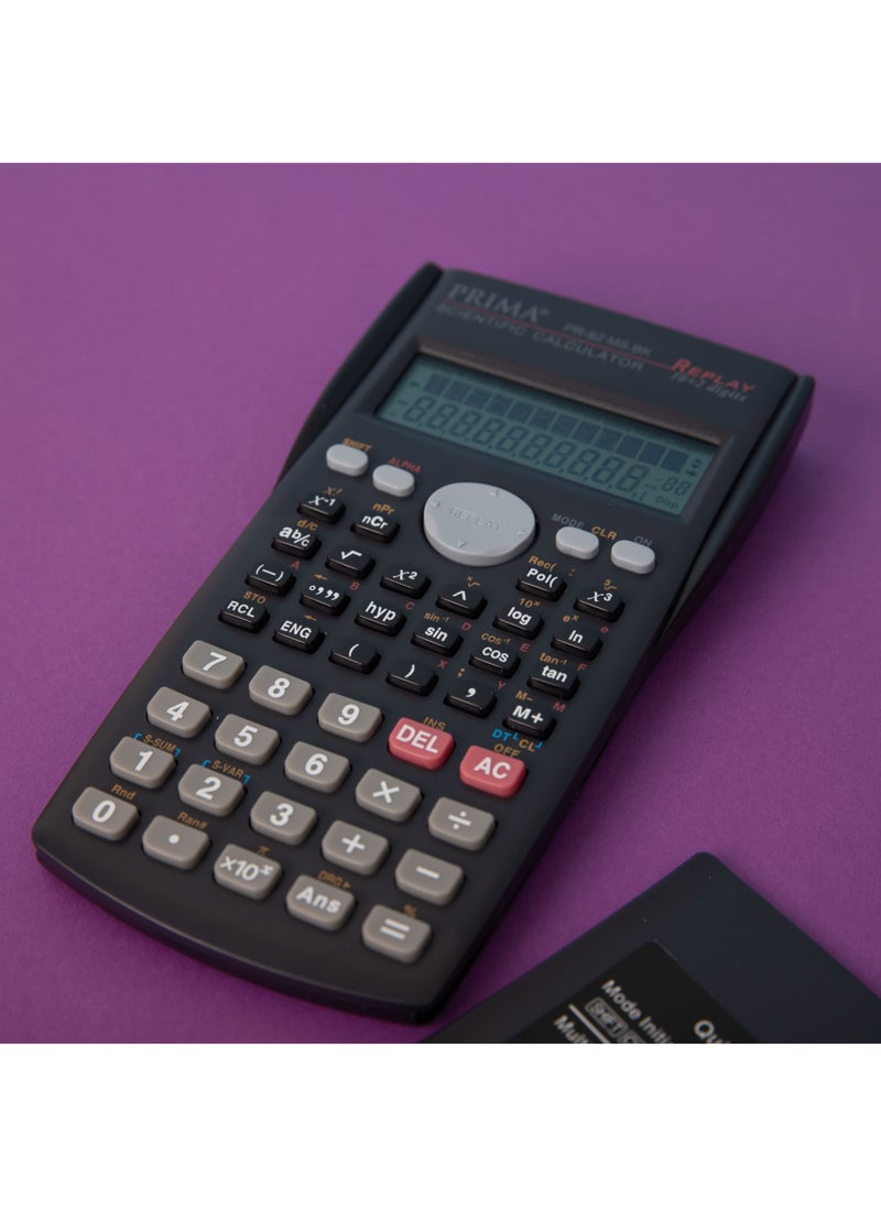 PRIMA 10+2 Digits Scientific Calculator | 240 Functions, 2-Line Big LED Display, Solar+Battery Power, 10+2 Digits, Hard Case & Sliding Lock, Quick Formula Guide, 1-Year Warranty - Image 2