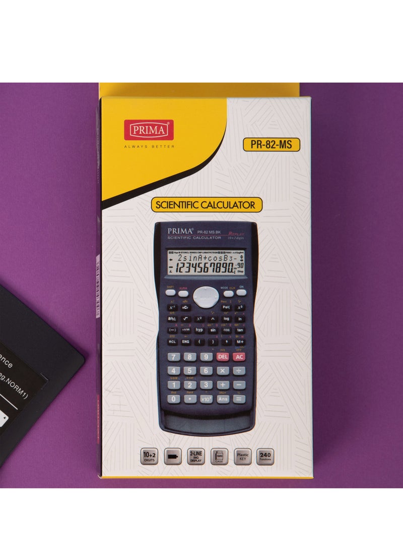 PRIMA 10+2 Digits Scientific Calculator | 240 Functions, 2-Line Big LED Display, Solar+Battery Power, 10+2 Digits, Hard Case & Sliding Lock, Quick Formula Guide, 1-Year Warranty - Image 5