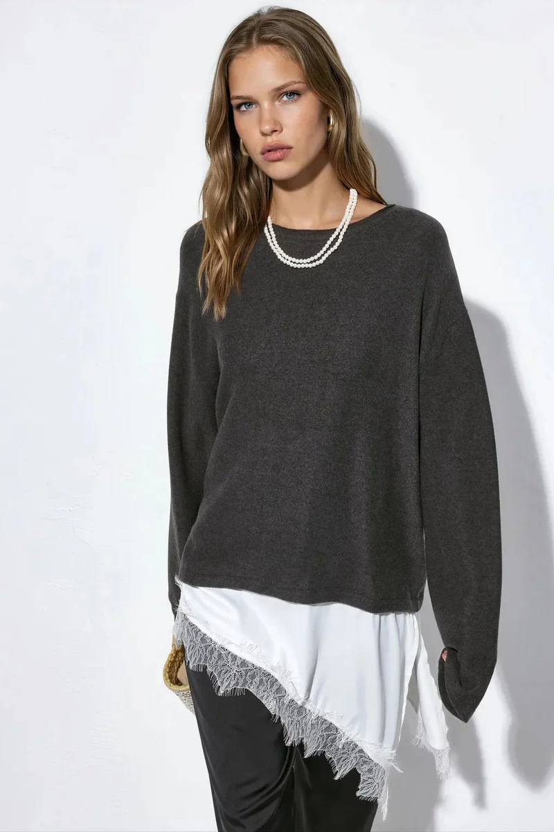 BUSEM Women’s Crew Neck Knit Sweater
