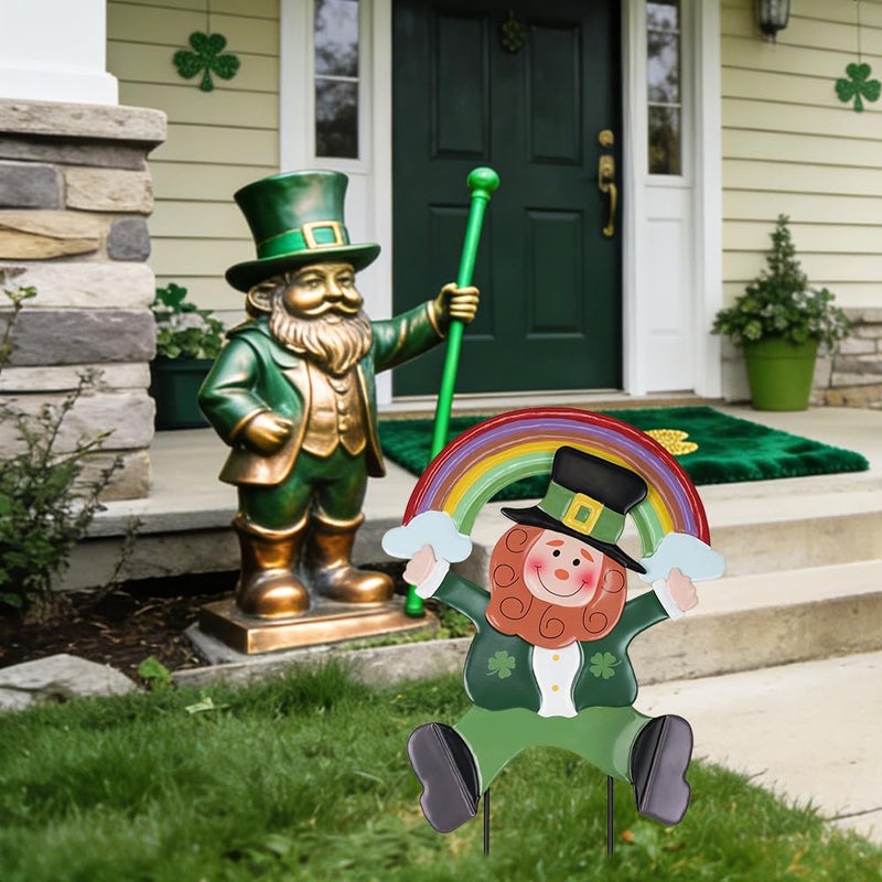 hogardeck St Patricks Day Decorations Outdoor, Leprechaun Rainbow Decorative Garden Stakes for St Patricks Day Decor, Luck Yard Sign Saint Patricks Day Decorations for Home Outside Backyard Porch Lawn - Image 2