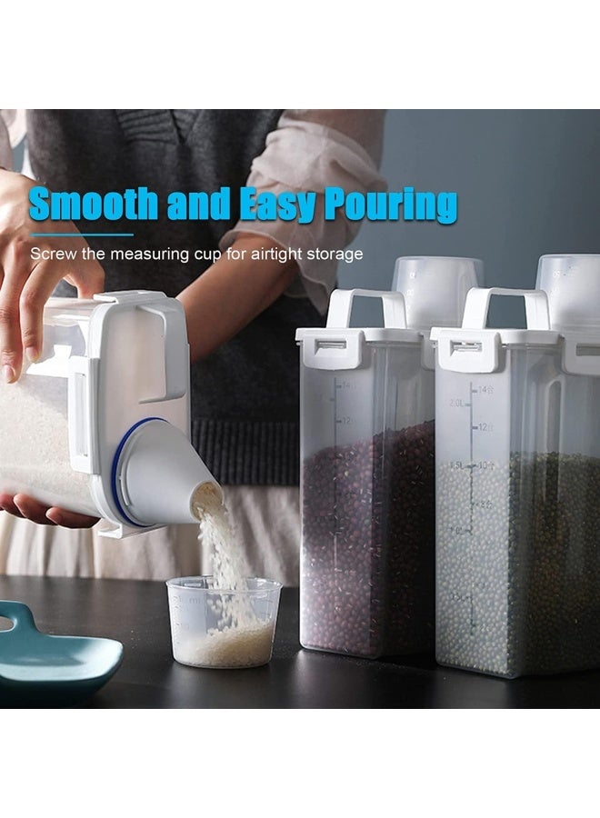 Premify 2 Pieces Cereal Containers Set | 2.5L / 2Kg Capacity Airtight Food Storage Container | Bpa Free Plastic Rice Storage Bin/Dispenser + Measuring Cup & Pour Spout - Image 4