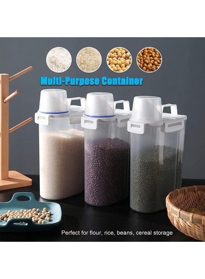 Premify 2 Pieces Cereal Containers Set | 2.5L / 2Kg Capacity Airtight Food Storage Container | Bpa Free Plastic Rice Storage Bin/Dispenser + Measuring Cup & Pour Spout - Image 3