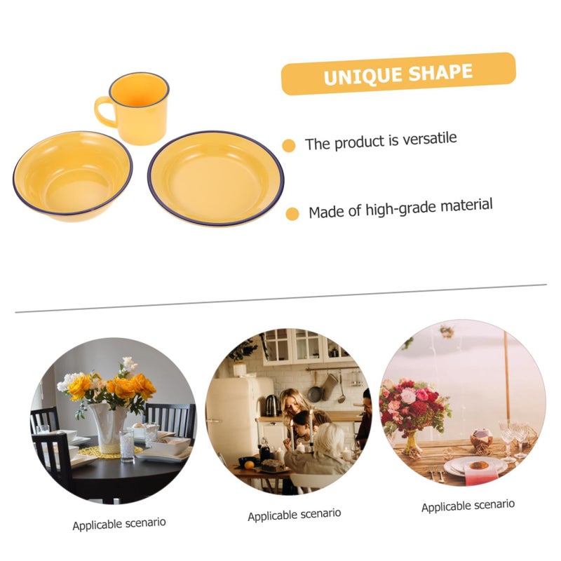 Microwave Safe Retro Dinner Plates Bowls and Cups Set Easy Clean Tableware - Image 3