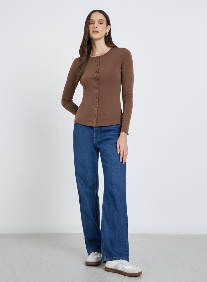 ستايلي بلوزة محبوكة بأكمام طويلة - Image 2