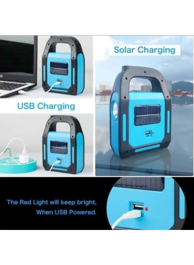 كشاف تخييم متعدد الاستخدامات 3 في 1 قابل لإعادة الشحن بالطاقة الشمسية وUSB مع إضاءة LED وباور بانك للطوارئ، محمول للرحلات والتخييم والنزهات - Image 4