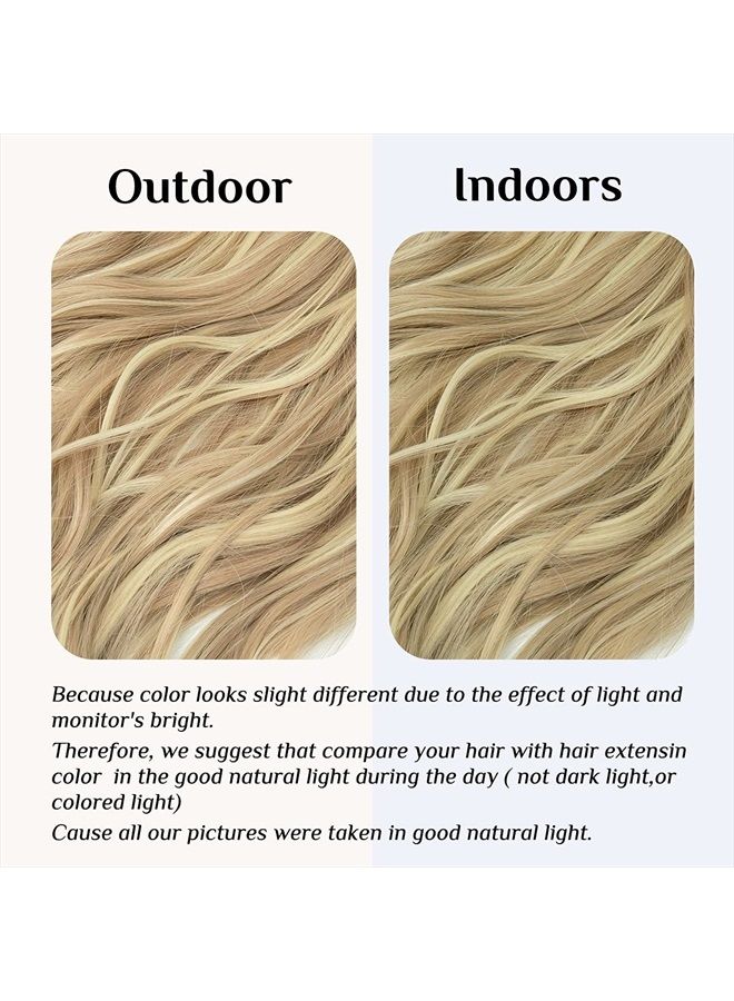 SARLA Invisible Wire Hair Extensions Dirty Blonde 22 Inch Straight Long Synthetic Hairpieces Adjustable Transparent Headband for Women No Clip - Image 2