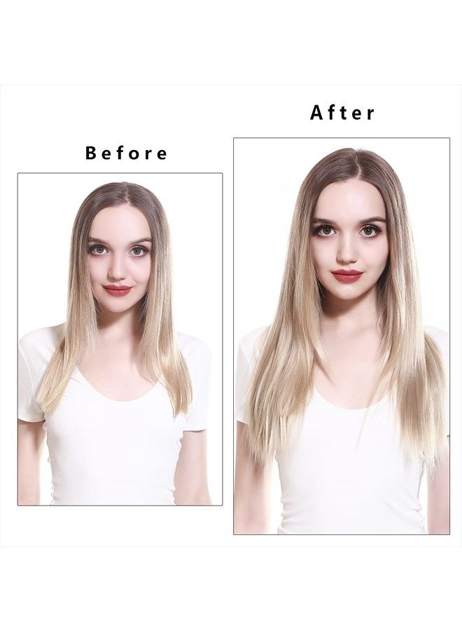 SARLA Invisible Wire Hair Extensions Dirty Blonde 22 Inch Straight Long Synthetic Hairpieces Adjustable Transparent Headband for Women No Clip - Image 4