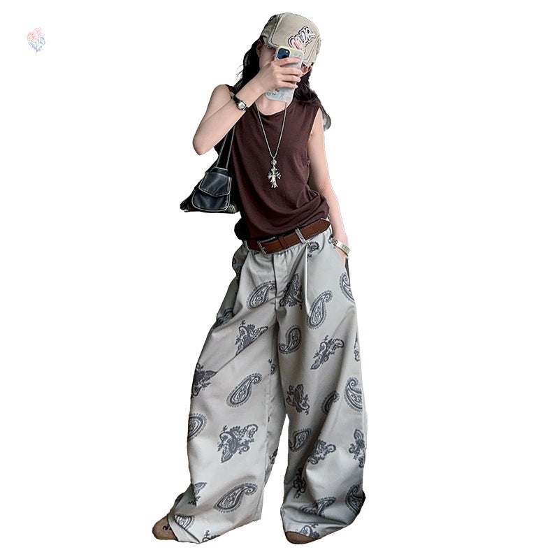 Girls' Korean-Style Sleeveless Vest Printed Wide-Leg Pants Suit Large And Medium-Size Children'S Backless Shirt Straight Pants 2025 - Image 5