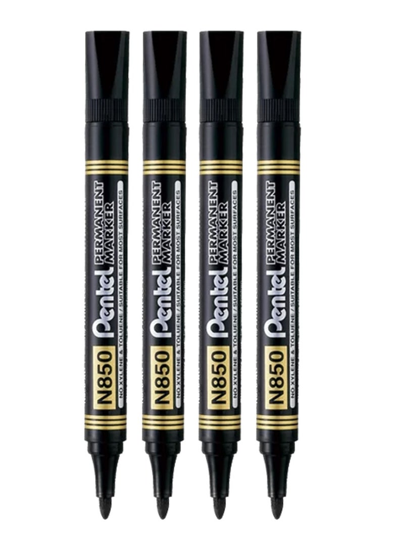 Pentel 4-Piece Permanent Marker Bullet Tip Black Ink  - Image 1