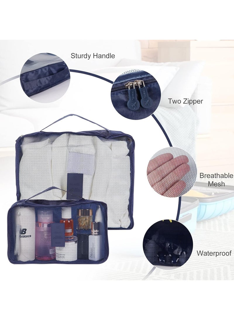 UREVO 6Pcs Set Travel Luggage Organizer Packing Cubes Set Storage Bag Waterproof Laundry Bag Traveling Accessories-Blue - Image 2