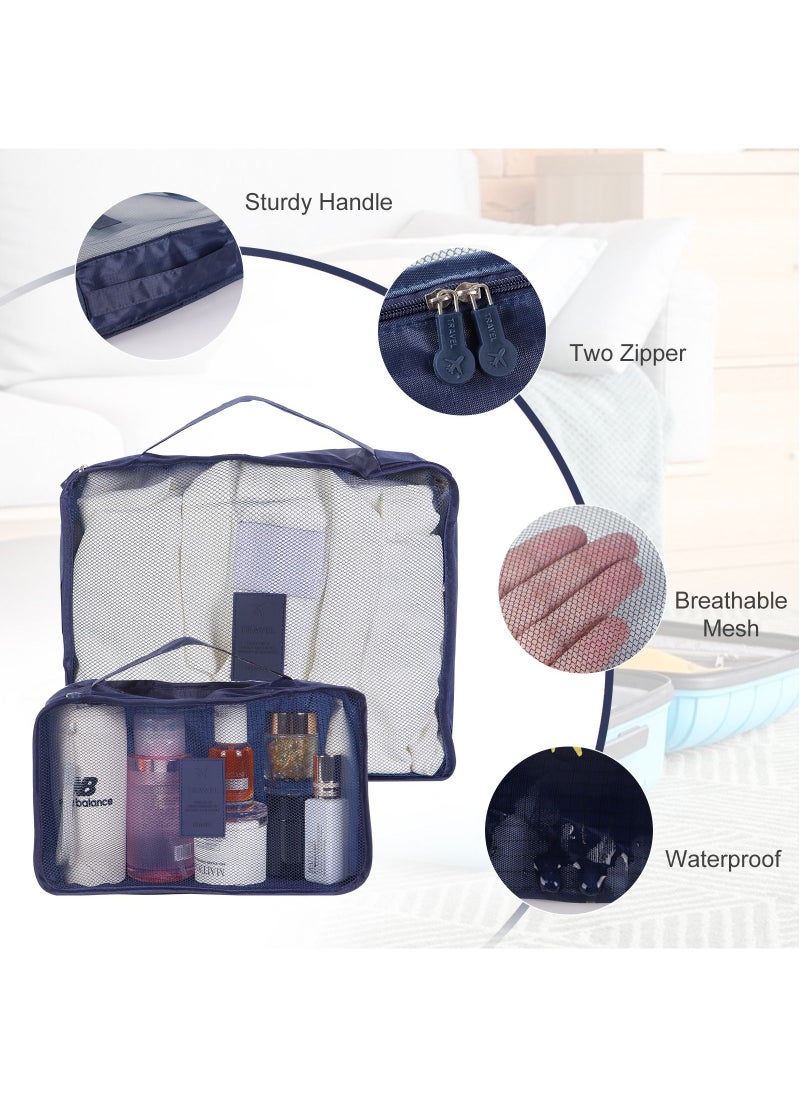 SKY-TOUCH 6Pcs Set Travel Luggage Organizer Packing Cubes Set Storage Bag Waterproof Laundry Bag Traveling Accessories-Blue  - Image 2