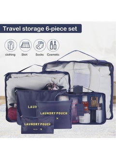 SKY-TOUCH 6Pcs Set Travel Luggage Organizer Packing Cubes Set Storage Bag Waterproof Laundry Bag Traveling Accessories-Blue  - Image 3
