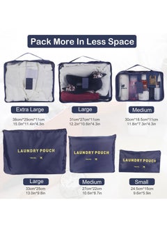 SKY-TOUCH 6Pcs Set Travel Luggage Organizer Packing Cubes Set Storage Bag Waterproof Laundry Bag Traveling Accessories-Blue  - Image 5