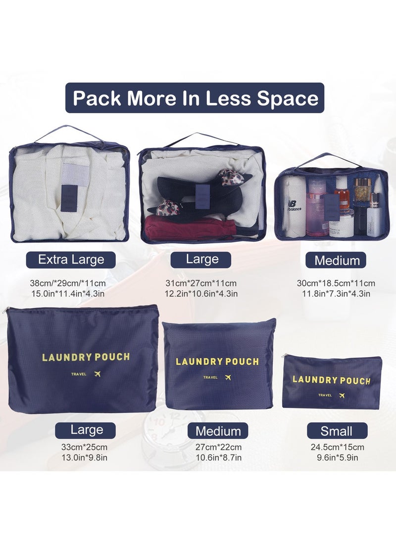 SKY-TOUCH 6Pcs Set Travel Luggage Organizer Packing Cubes Set Storage Bag Waterproof Laundry Bag Traveling Accessories-Blue  - Image 5