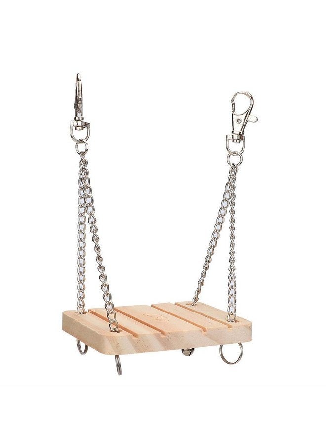 GLOGLOW Hamster Swing, Wooden Swing with Adjustable Hanging Chain for Mouse Chinchilla Rat Gerbil and Dwarf Hamster Hanging Bed Hammock Cage Exercise Molar Toy - Image 1