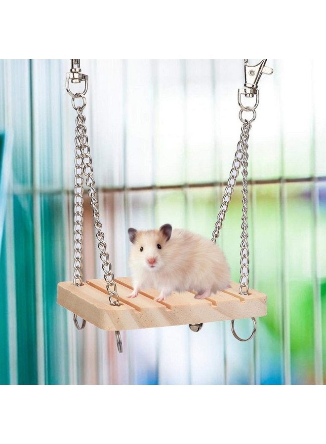 GLOGLOW Hamster Swing, Wooden Swing with Adjustable Hanging Chain for Mouse Chinchilla Rat Gerbil and Dwarf Hamster Hanging Bed Hammock Cage Exercise Molar Toy - Image 2
