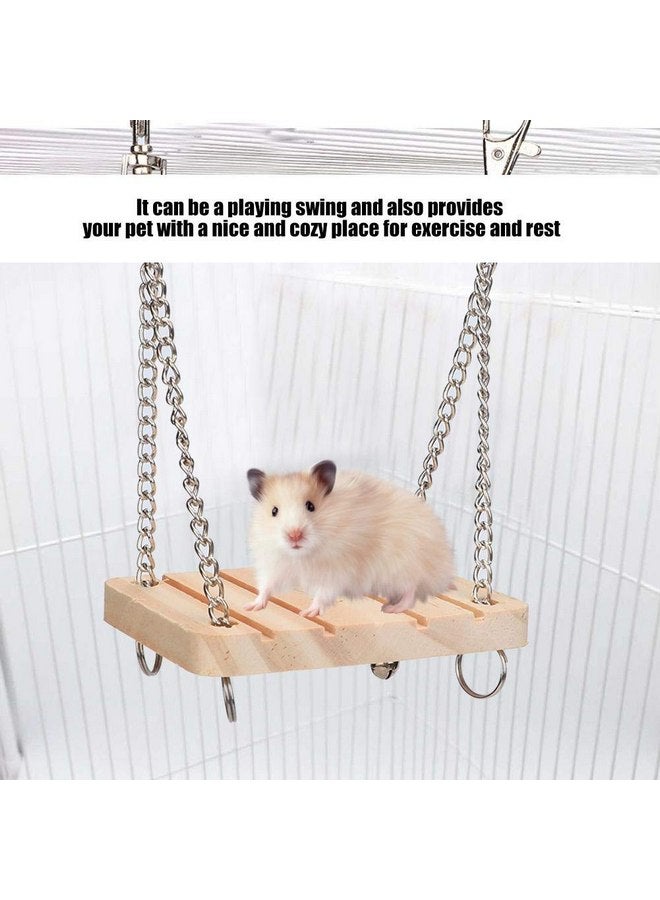 GLOGLOW Hamster Swing, Wooden Swing with Adjustable Hanging Chain for Mouse Chinchilla Rat Gerbil and Dwarf Hamster Hanging Bed Hammock Cage Exercise Molar Toy - Image 3