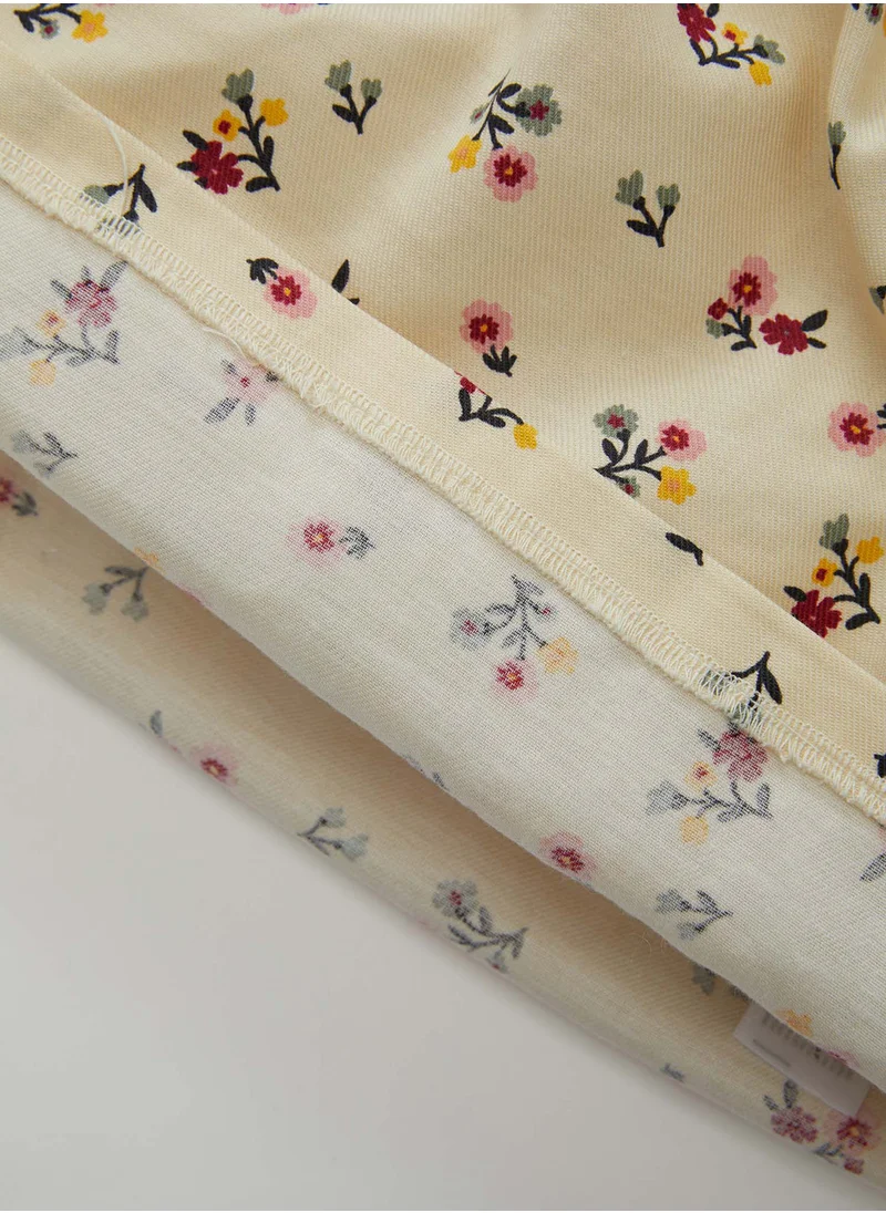DeFacto Crew Neck Twill Floral Long Sleeve Shirt
