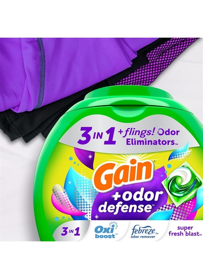 Gain - Flings Laundry Detergent Soap Pacs with Odor Defense, Super Fresh Scent, 112 Count, 3 in 1 Laundry Pods with Febreze and Oxi - Image 1