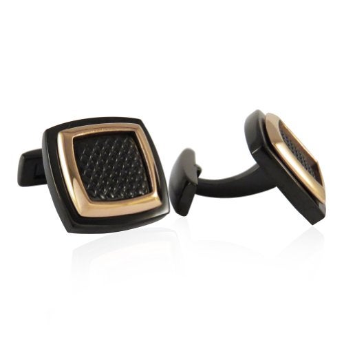 Cuff-Daddy Men's Textured Copper Tone & Hematite Stainless Steel Square Cufflinks with Presentation Thoughtful Idea Storage Travel Box Unique Handmade Cufflinks & Shirt Accessories Special Occasion - Image 2