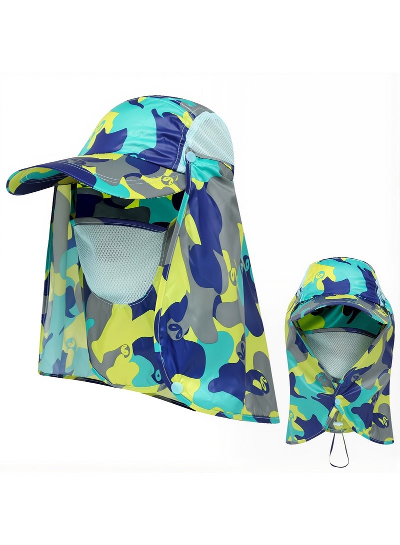 Generic UPF 50+ Outdoor Sun Hat for Men & Women UV Sun Protection Outdoor Fishing Hat with Wide Brim, Face & Neck Flap, Breathable Baseball Cap for Hiking, Camping, Gardening, Travel  - Image 1