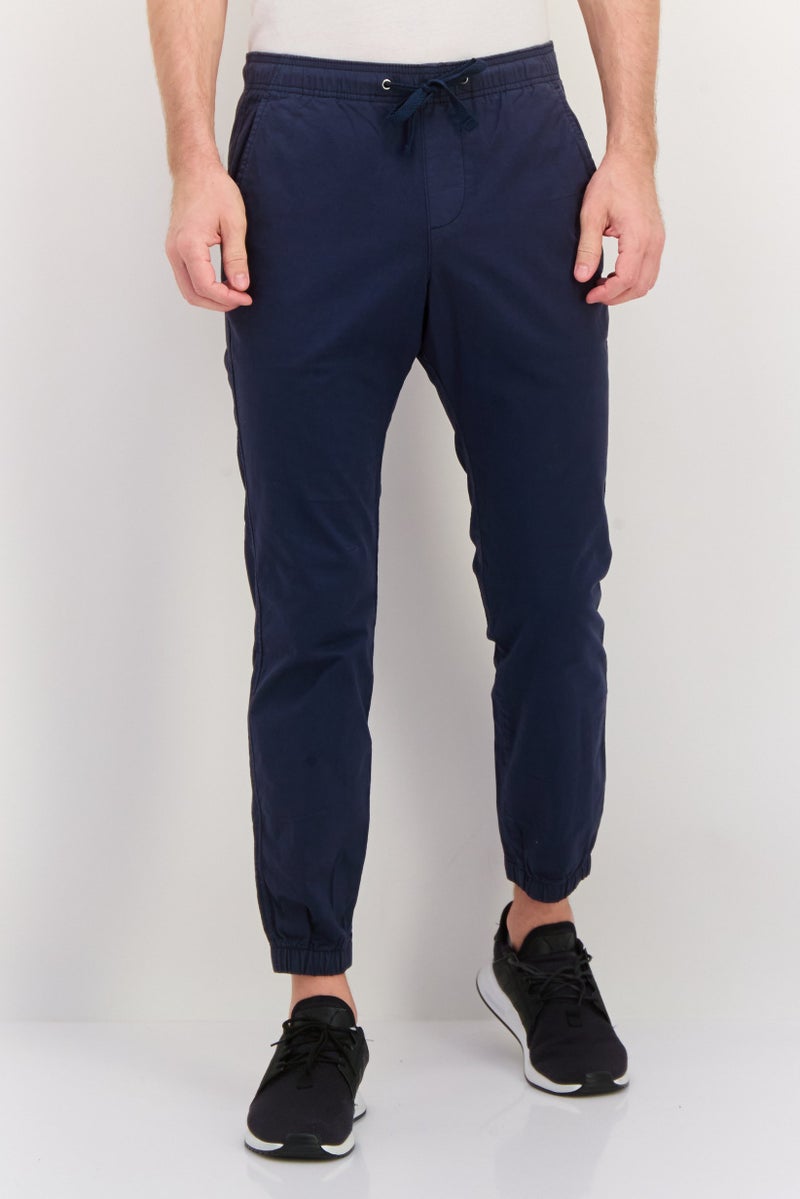 GAP Men Solid Drawstring Jogger Pants, Navy - Image 1