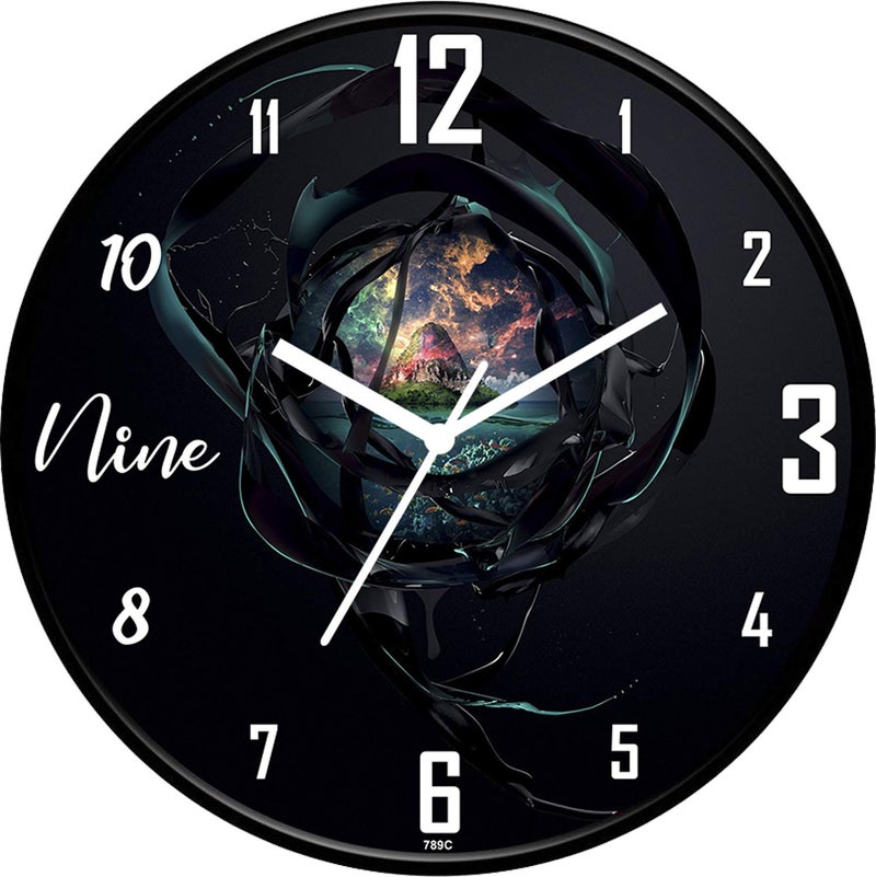 IIK COLLECTION 12-inch Designer Plastic Analogue Round WallClock for Home, Kitchen, Living Room, Bedroom, Office (30 cm x 30 cm x 6 cm) - Image 1