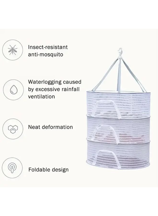 3 Tier Foldable Clothes Drying Rack Heavy Duty Space Saving Laundry Organizer White - Image 5