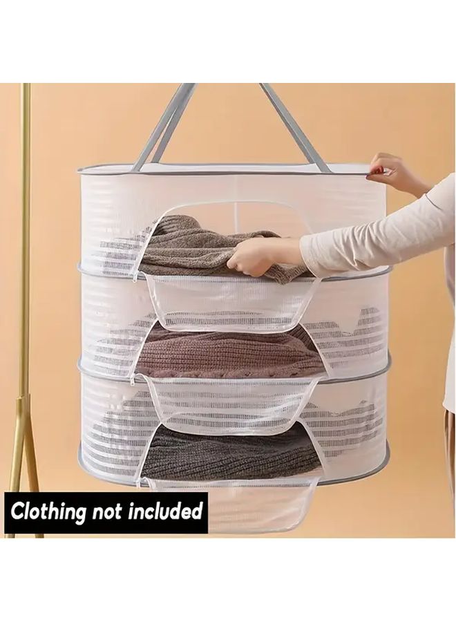 3 Tier Foldable Clothes Drying Rack Heavy Duty Space Saving Laundry Organizer White - Image 2