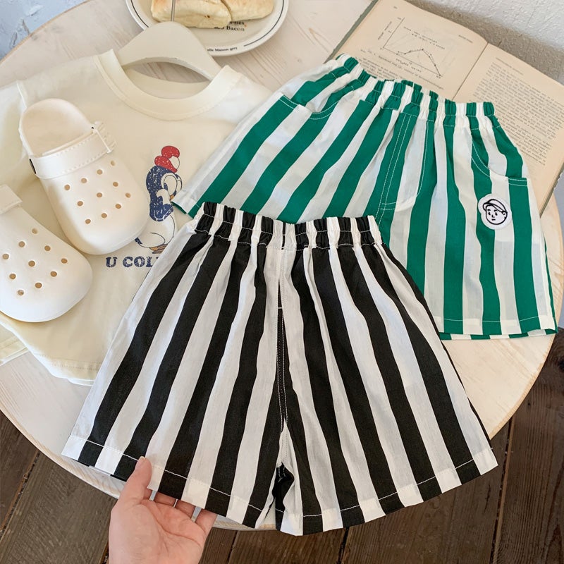 Boys' Summer Thin Striped Mid-Length Shorts For Toddlers, Loose Casual Shorts For Babies - Image 3