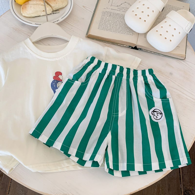 Boys' Summer Thin Striped Mid-Length Shorts For Toddlers, Loose Casual Shorts For Babies - Image 1