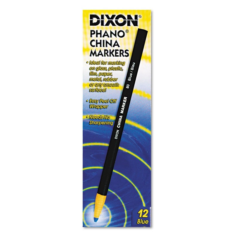 Dixon Industrial Phano Peel-Off China Marker Pencils, Blue, (00080) (Pack of 1, 12 Count Total) - Image 4