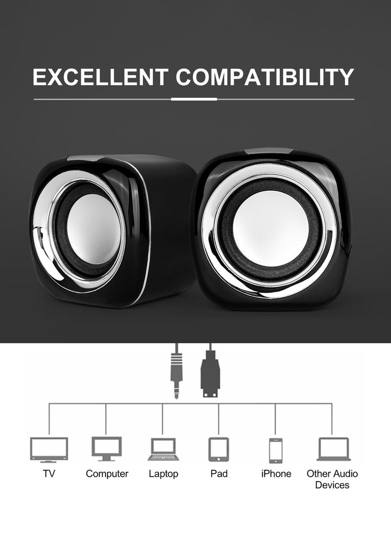 BONKS Computer Speakers, 6W PC Powered Speakers USB Speaker Monitor Speakers for Desktop Computer/PC/Laptop Gaming Speaker - Image 2