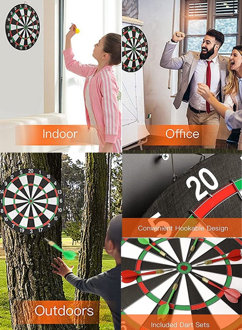 QUTOOB Dartboard | 15-Inch Professional Flocking Double-Sided Dartboard with 6 Steel Tip Darts | Indoor & Outdoor Game for Home, Office, Cafe, Family & Friends - Image 2