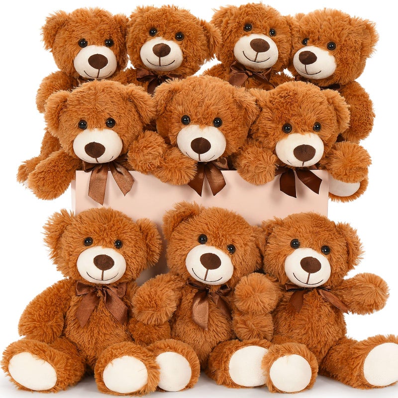 ماوجولان Maogolan Bulk Teddy Bear Dearn 10 حزم صغيرة بنية داكنة دب دب محشوة بالحيوانات بكميات كبيرة 13.5 " - Image 1