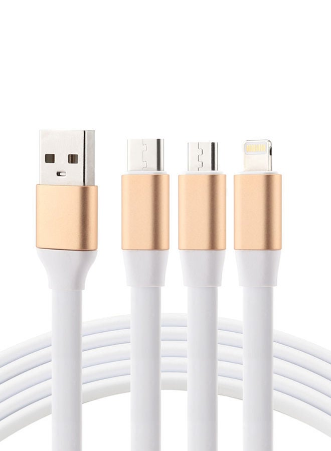نيبمينينت كابل شحن USB متعدد 3 في 1 بزاوية 90 درجة مع موصل آيفون/ Type C/ مايكرو أبيض - Image 1