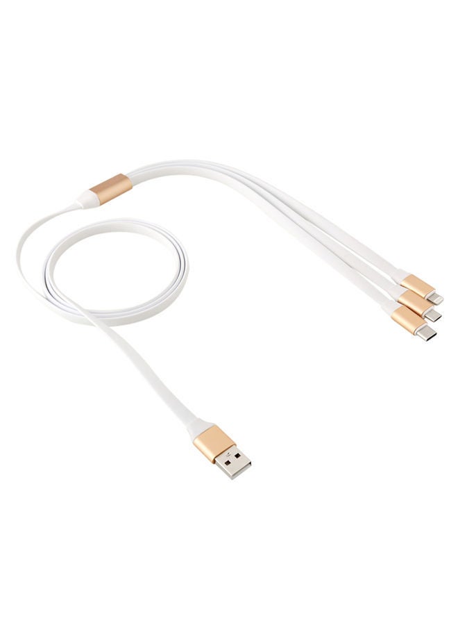 نيبمينينت كابل شحن USB متعدد 3 في 1 بزاوية 90 درجة مع موصل آيفون/ Type C/ مايكرو أبيض - Image 2