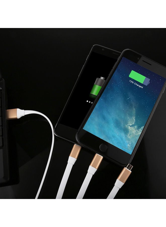 نيبمينينت كابل شحن USB متعدد 3 في 1 بزاوية 90 درجة مع موصل آيفون/ Type C/ مايكرو أبيض - Image 3