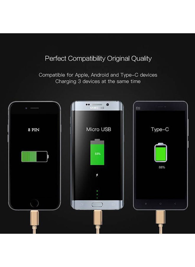 نيبمينينت كابل شحن USB متعدد 3 في 1 بزاوية 90 درجة مع موصل آيفون/ Type C/ مايكرو أبيض - Image 4